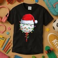 Golfing Christmas Pajama Funny Holiday Santa Hat Kids T-Shirt thumb 3