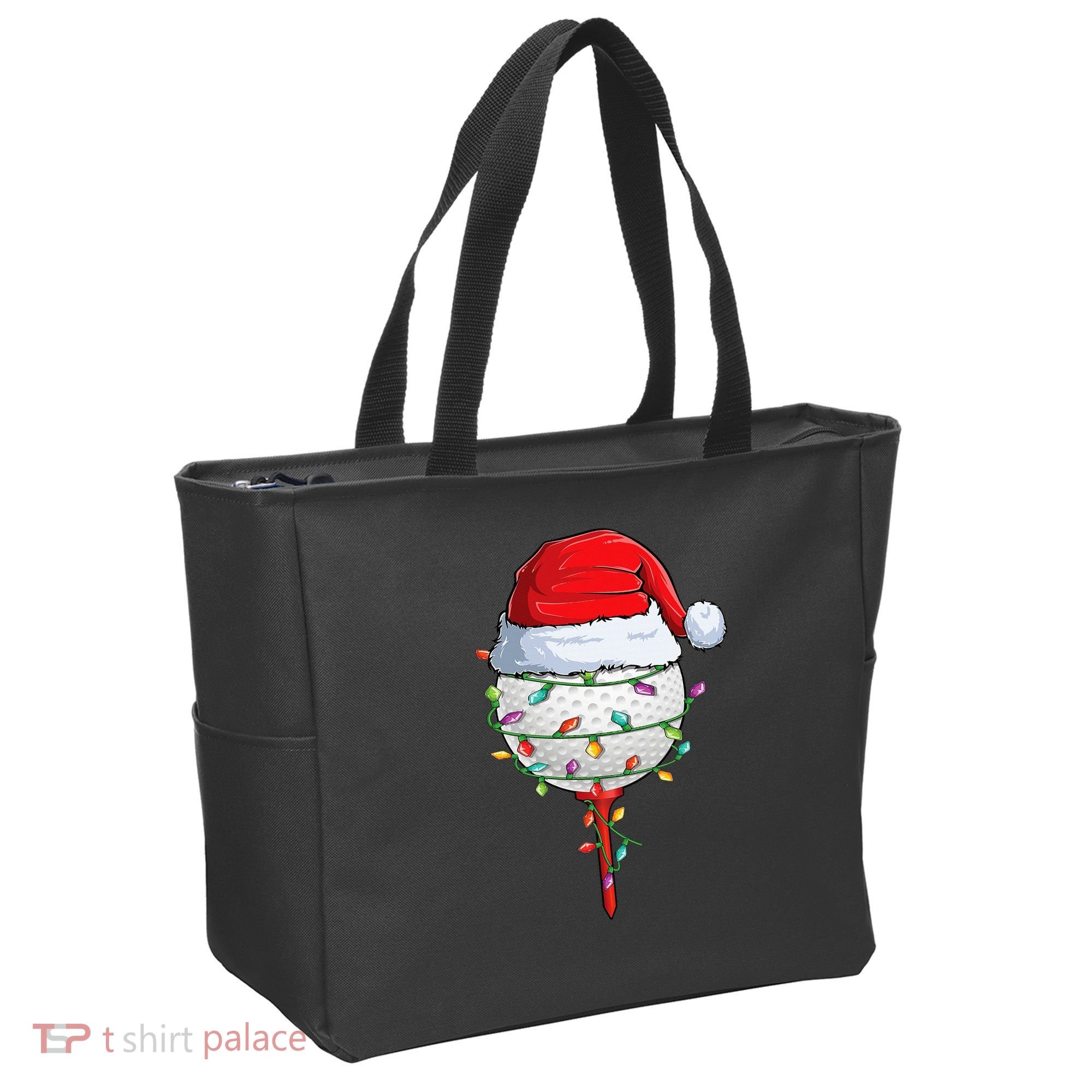 Golfing Christmas Pajama Funny Holiday Santa Hat Tote Bag