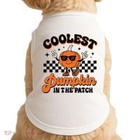 Groovy Coolest Pumpkin In The Patch Halloween For Boy Kids Doggie Tank thumb 0