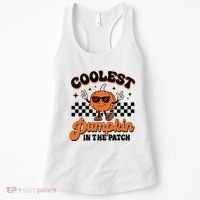 Groovy Coolest Pumpkin In The Patch Halloween For Boy Kids Women's Tank Top thumb 0