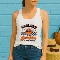 Groovy Coolest Pumpkin In The Patch Halloween For Boy Kids Women's Tank Top thumb 2