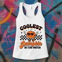 Groovy Coolest Pumpkin In The Patch Halloween For Boy Kids Women's Tank Top thumb 3
