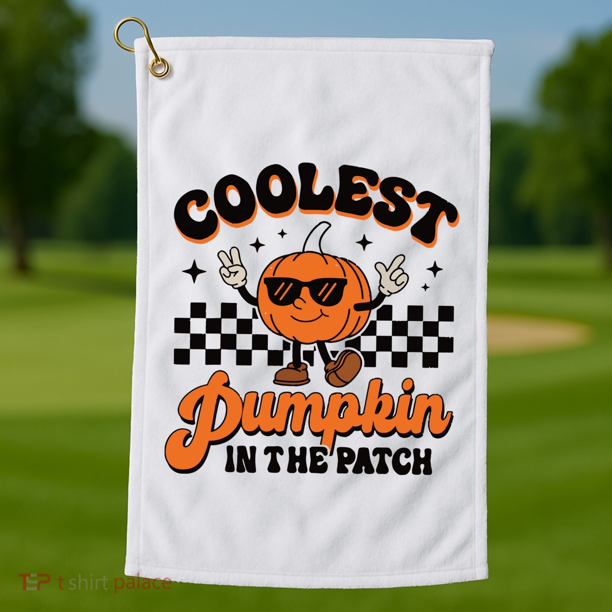Groovy Coolest Pumpkin In The Patch Halloween For Boy Kids Golf Towel