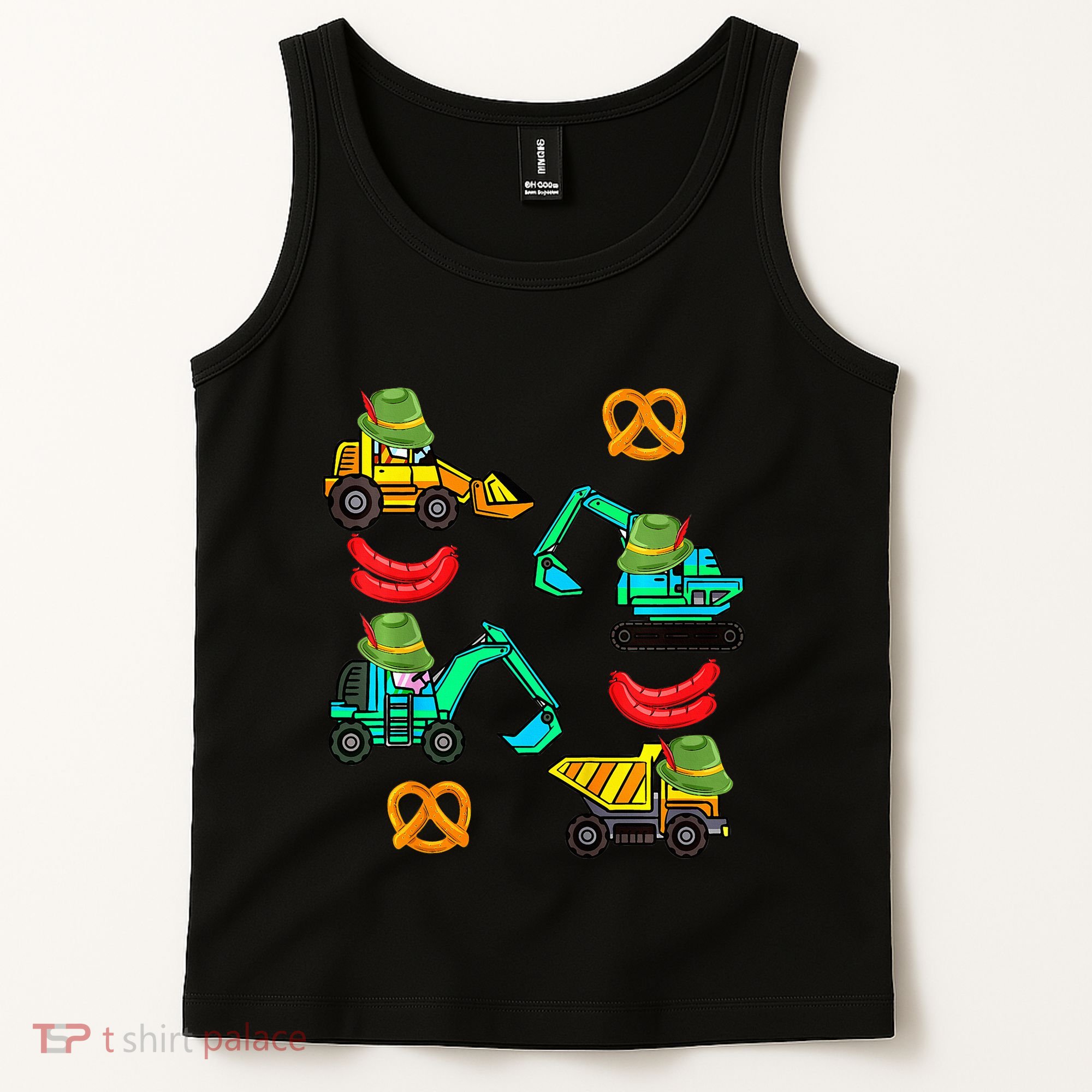 German Construction Pretzel Sausage Oktoberfest Tank Top