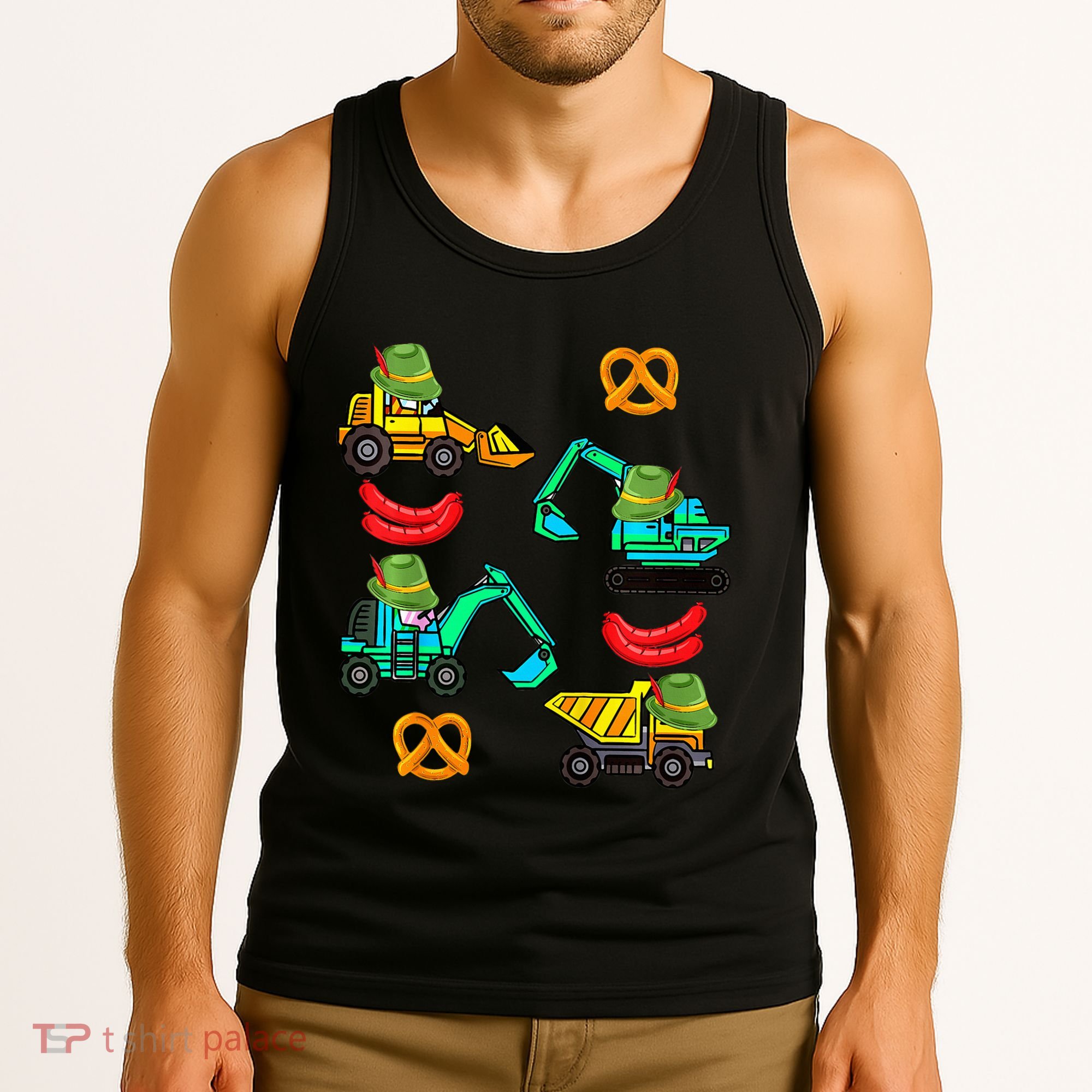 German Construction Pretzel Sausage Oktoberfest Tank Top