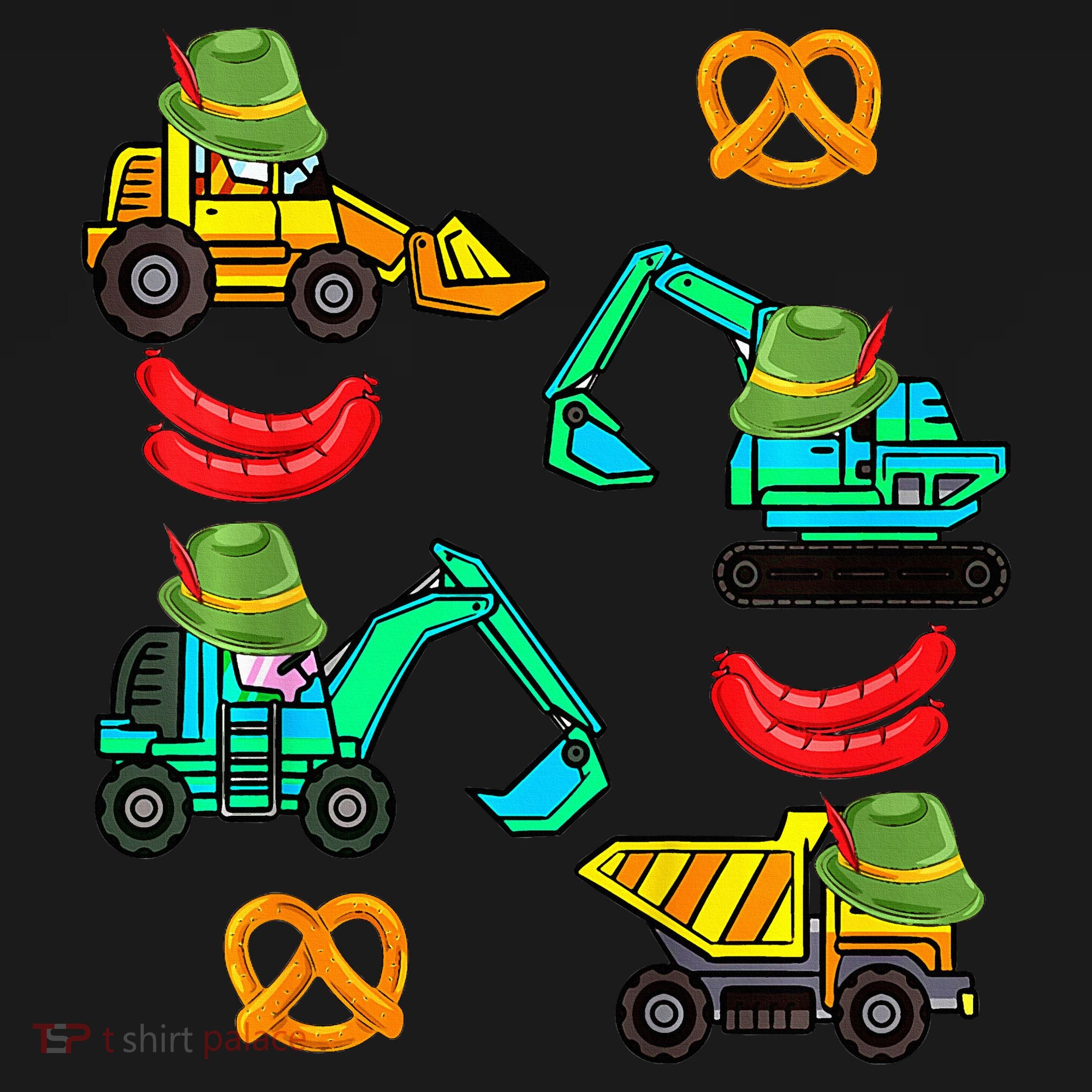 German Construction Pretzel Sausage Oktoberfest Visor