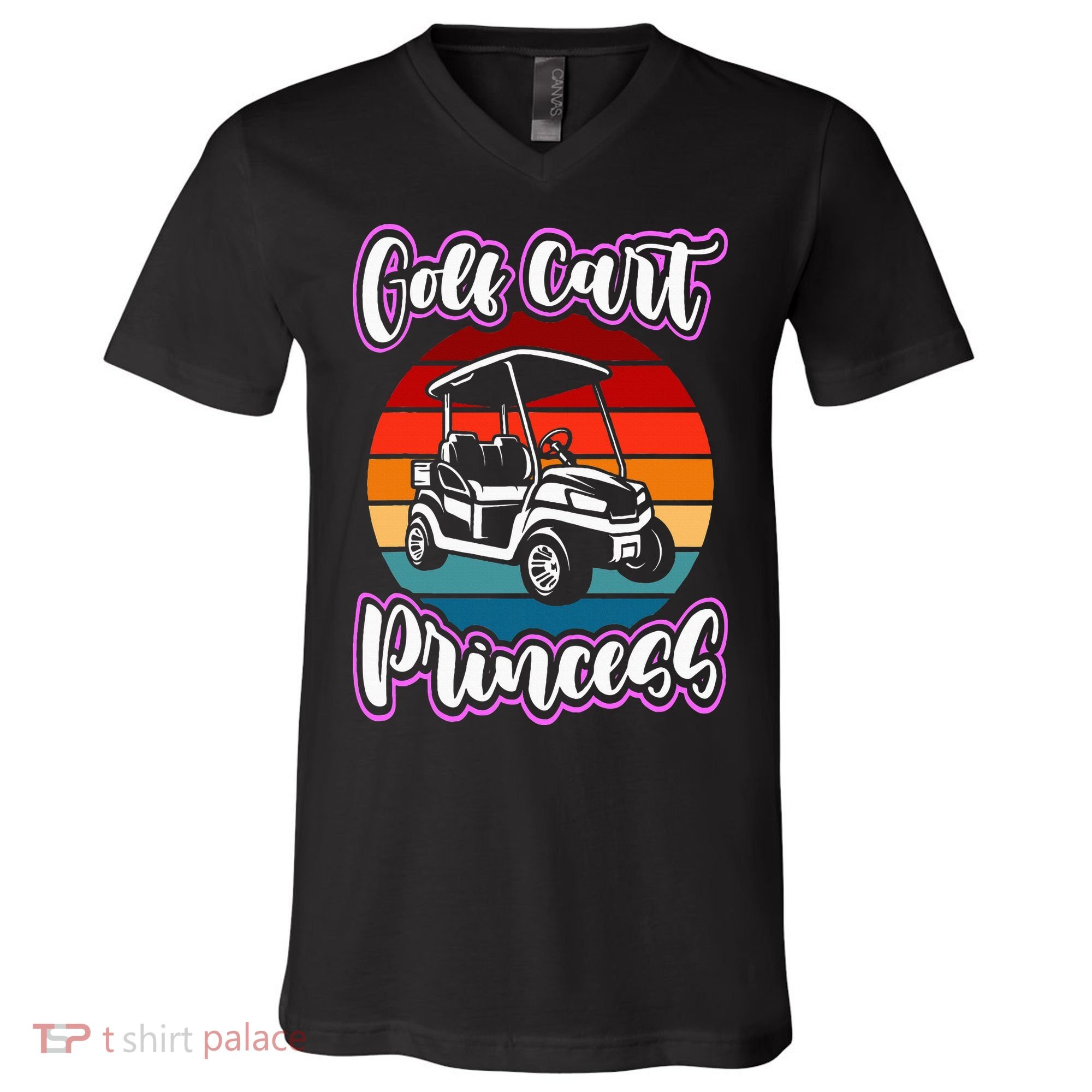 Golf Cart Princess Golfing Girl Golf Sport Lover Golfer V-Neck T-Shirt