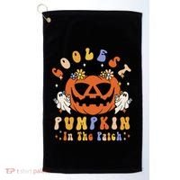Groovy Coolest Pumpkin In The Patch Ghost Halloween Costume Gift Golf Towel thumb 0