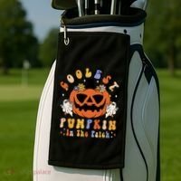 Groovy Coolest Pumpkin In The Patch Ghost Halloween Costume Gift Golf Towel thumb 2