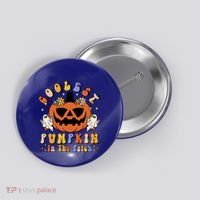 Groovy Coolest Pumpkin In The Patch Ghost Halloween Costume Gift Button thumb 0
