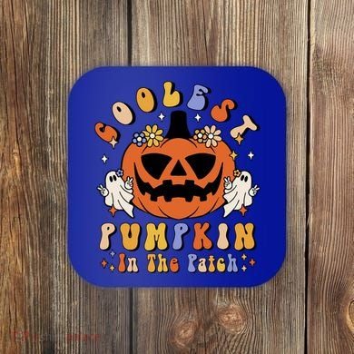Groovy Coolest Pumpkin In The Patch Ghost Halloween Costume Gift Coaster