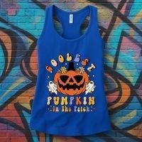 Groovy Coolest Pumpkin In The Patch Ghost Halloween Costume Gift Women's Tank Top thumb 3