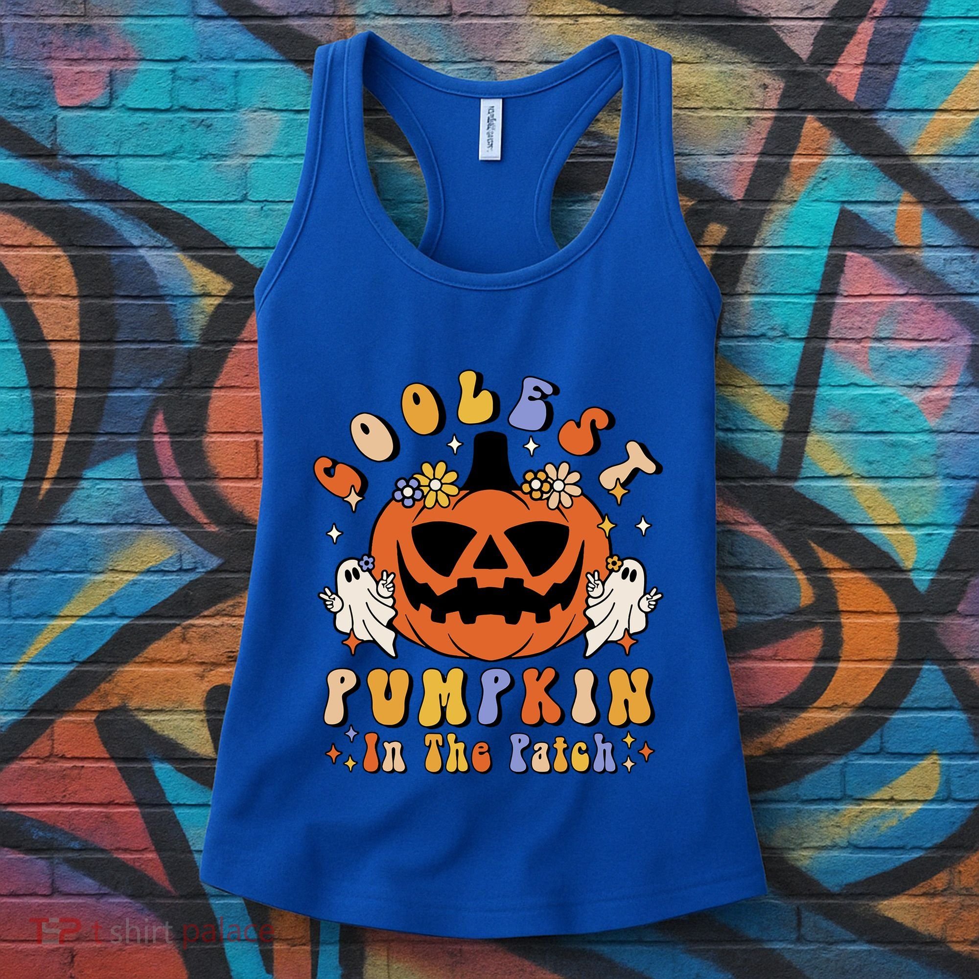 Groovy Coolest Pumpkin In The Patch Ghost Halloween Costume Gift Women's Tank Top