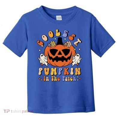 Groovy Coolest Pumpkin In The Patch Ghost Halloween Costume Gift Toddler T-Shirt