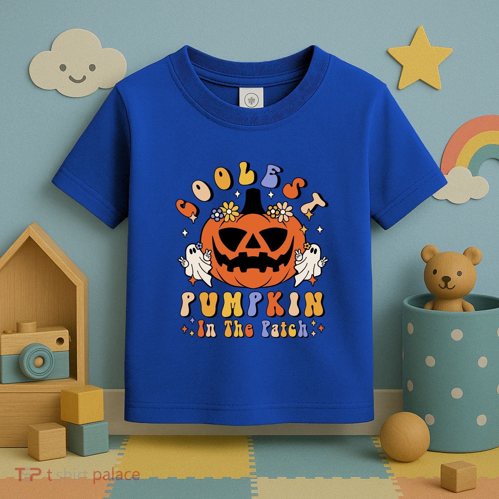 Groovy Coolest Pumpkin In The Patch Ghost Halloween Costume Gift Toddler T-Shirt