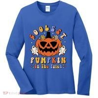 Groovy Coolest Pumpkin In The Patch Ghost Halloween Costume Gift Women's Long Sleeve Shirt thumb 0