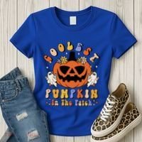 Groovy Coolest Pumpkin In The Patch Ghost Halloween Costume Gift Women's T-Shirt thumb 3