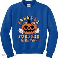Groovy Coolest Pumpkin In The Patch Ghost Halloween Costume Gift Kids Sweatshirt thumb 0