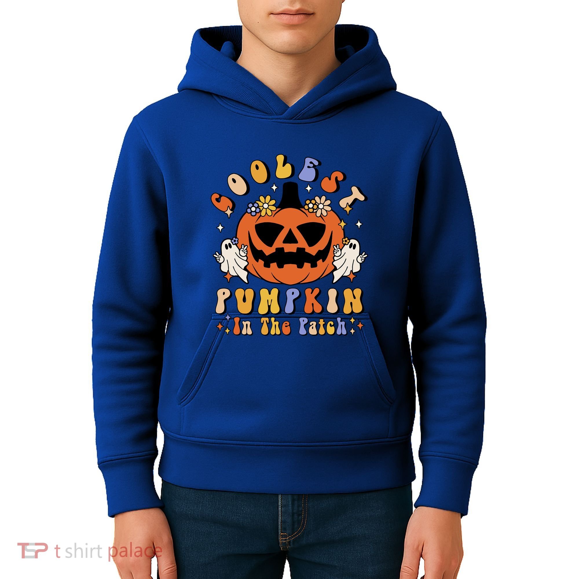 Groovy Coolest Pumpkin In The Patch Ghost Halloween Costume Gift Kids Hoodie