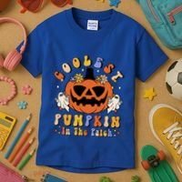 Groovy Coolest Pumpkin In The Patch Ghost Halloween Costume Gift Kids T-Shirt thumb 3