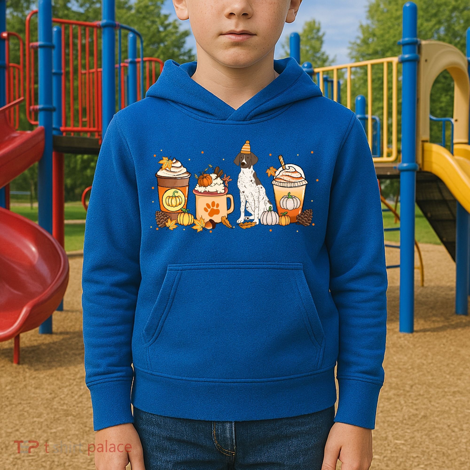 Gsp Coffee Pumpkin Spice Dog Lovers Fall Thanksgiving Gift Kids Hoodie