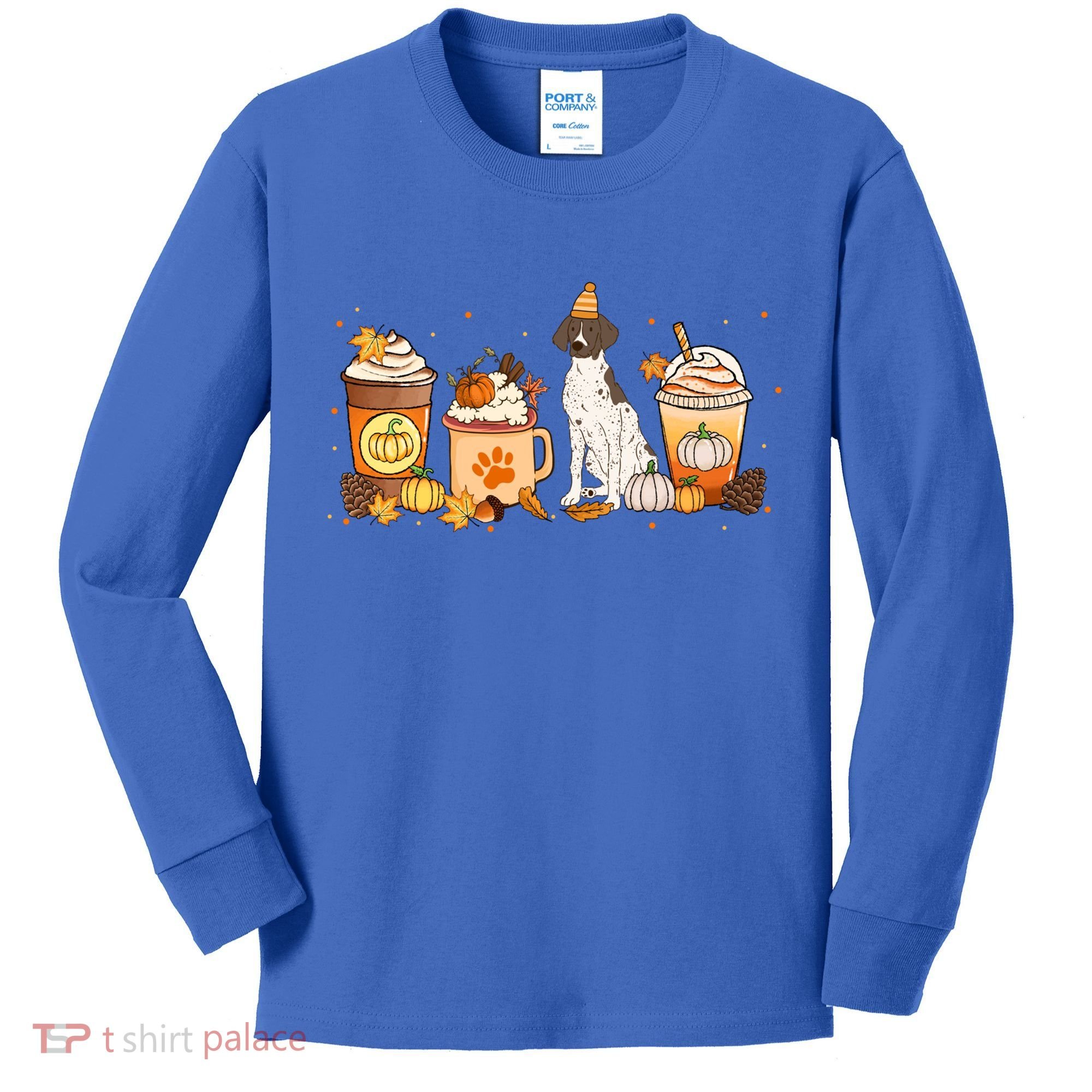 Gsp Coffee Pumpkin Spice Dog Lovers Fall Thanksgiving Gift Kids Long Sleeve Shirt