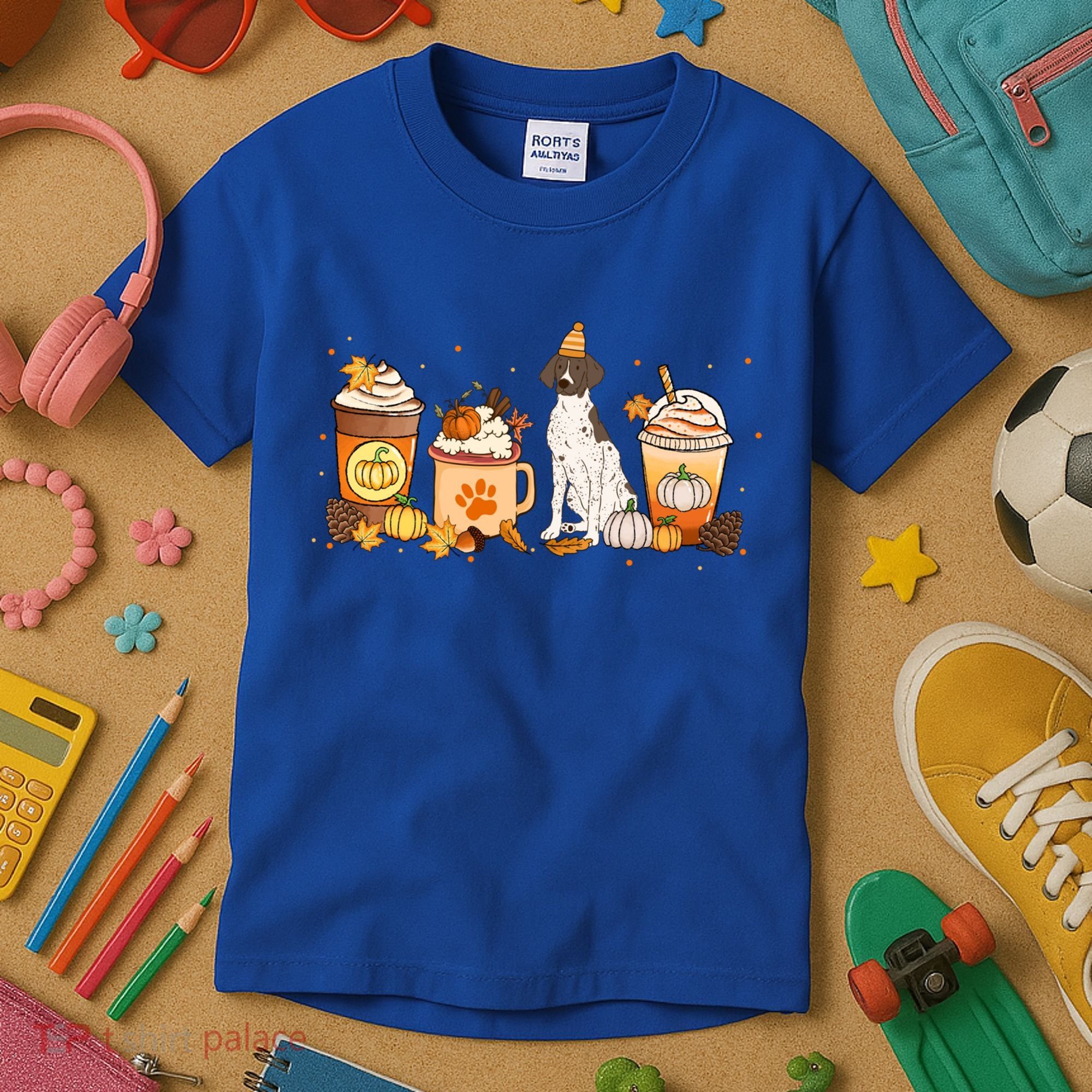 Gsp Coffee Pumpkin Spice Dog Lovers Fall Thanksgiving Gift Kids T-Shirt