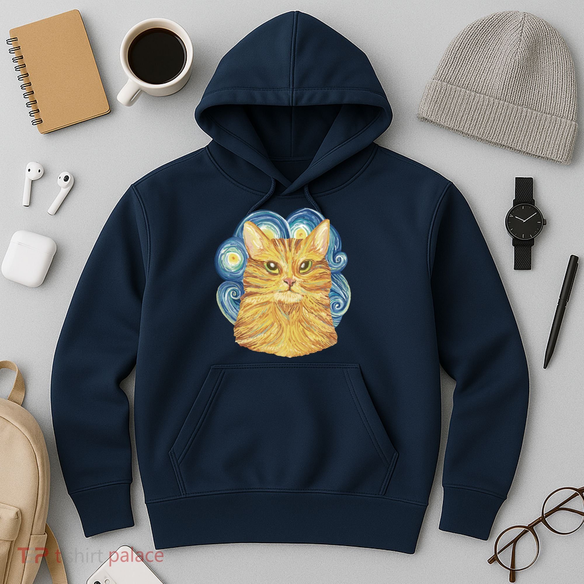 Golden Cat Post Impressionism Hoodie