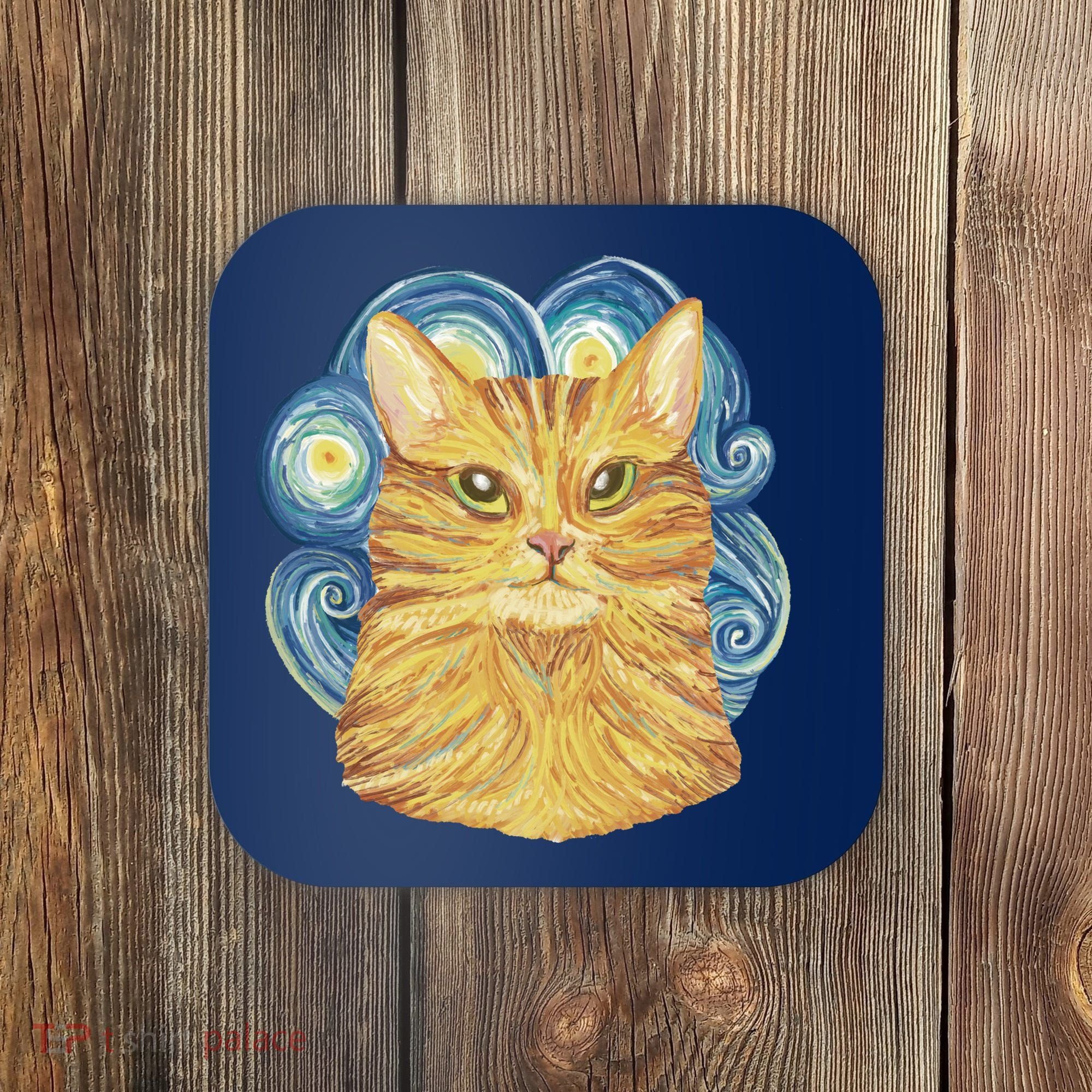 Golden Cat Post Impressionism Coaster