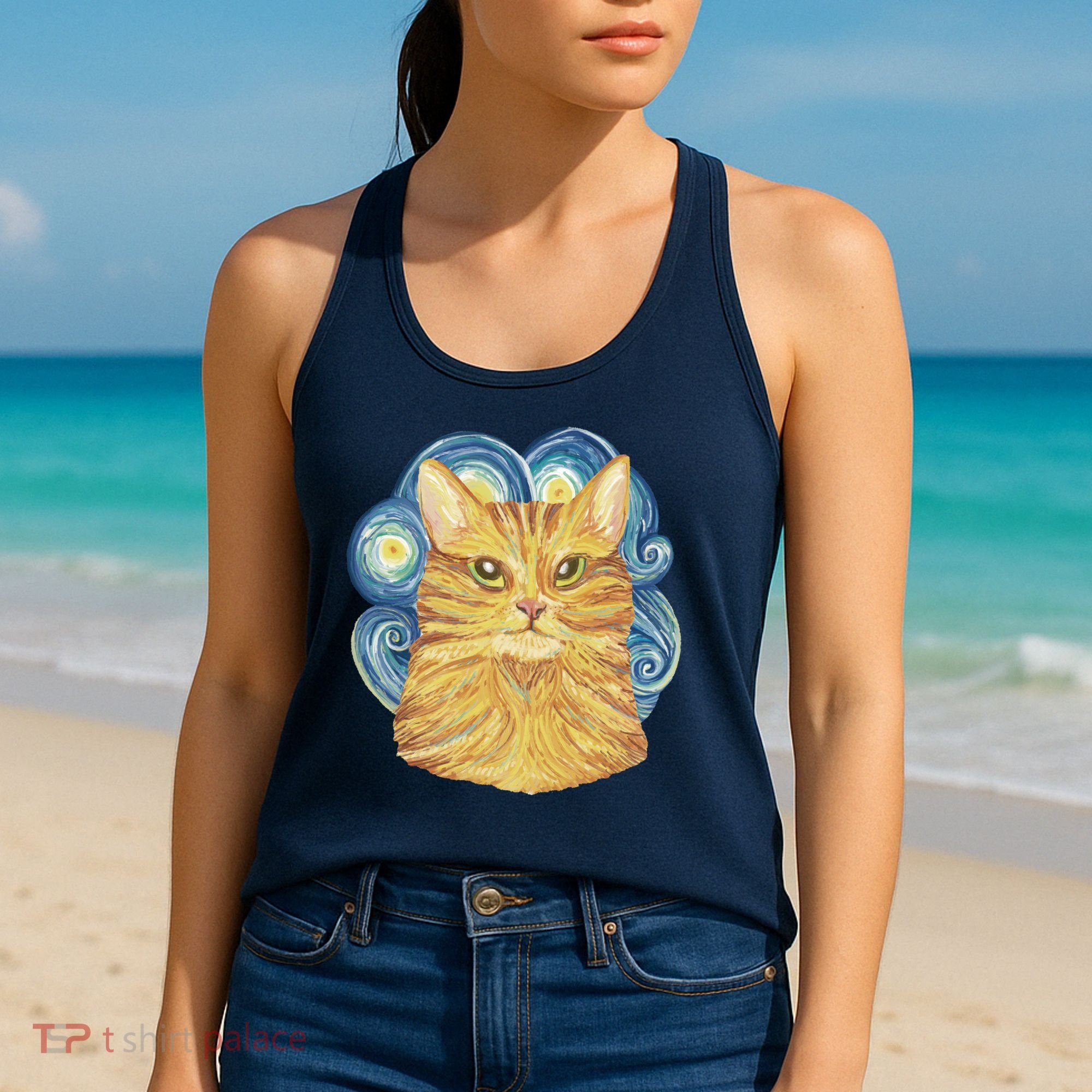 Golden Cat Post Impressionism Women's Tank Top