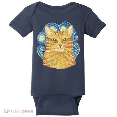 Golden Cat Post Impressionism Baby Bodysuit