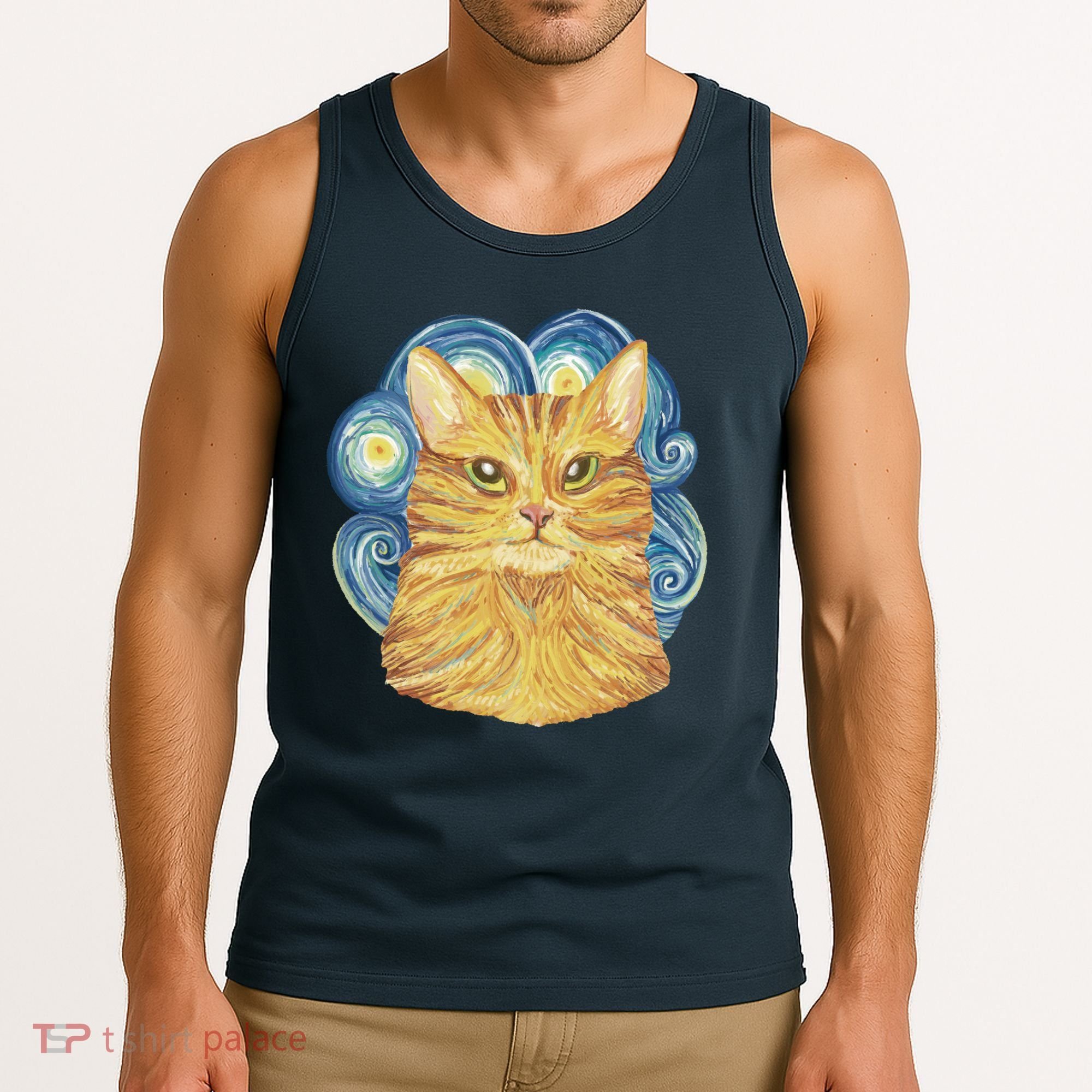 Golden Cat Post Impressionism Tank Top