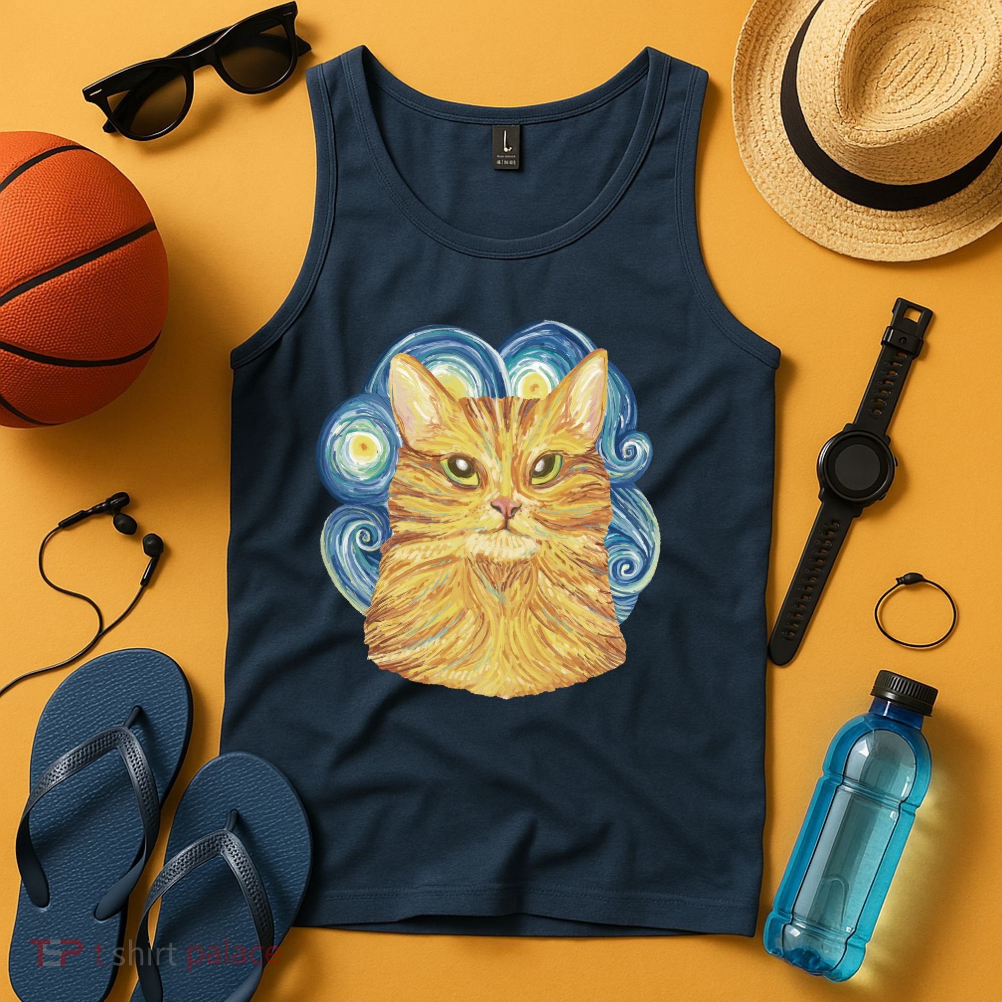 Golden Cat Post Impressionism Tank Top