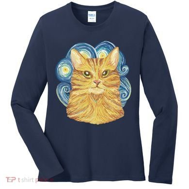 Golden Cat Post Impressionism Women's Long Sleeve Shirt