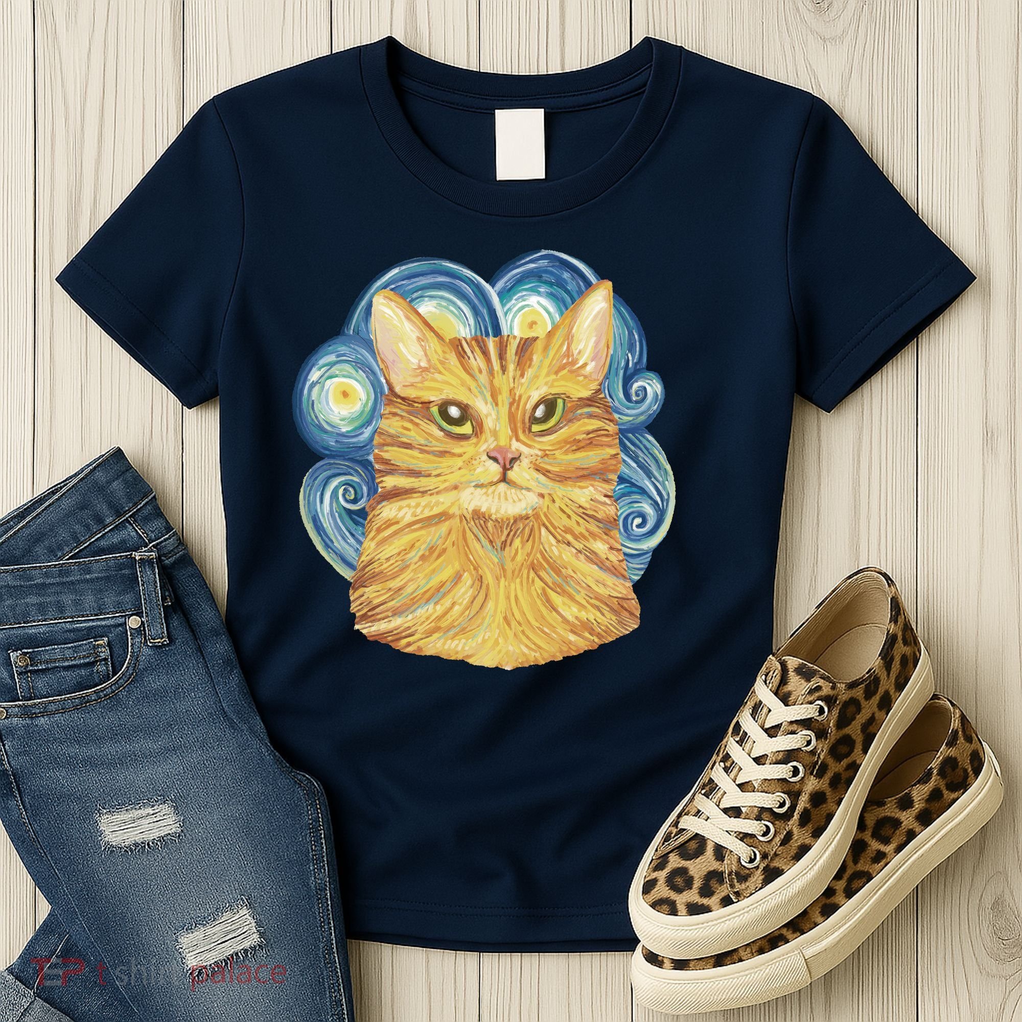 Golden Cat Post Impressionism Women's T-Shirt