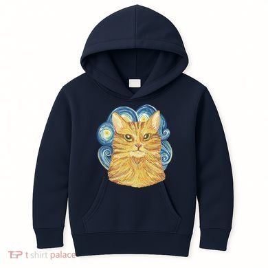 Golden Cat Post Impressionism Kids Hoodie