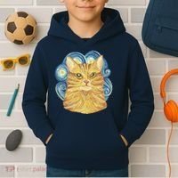 Golden Cat Post Impressionism Kids Hoodie thumb 2
