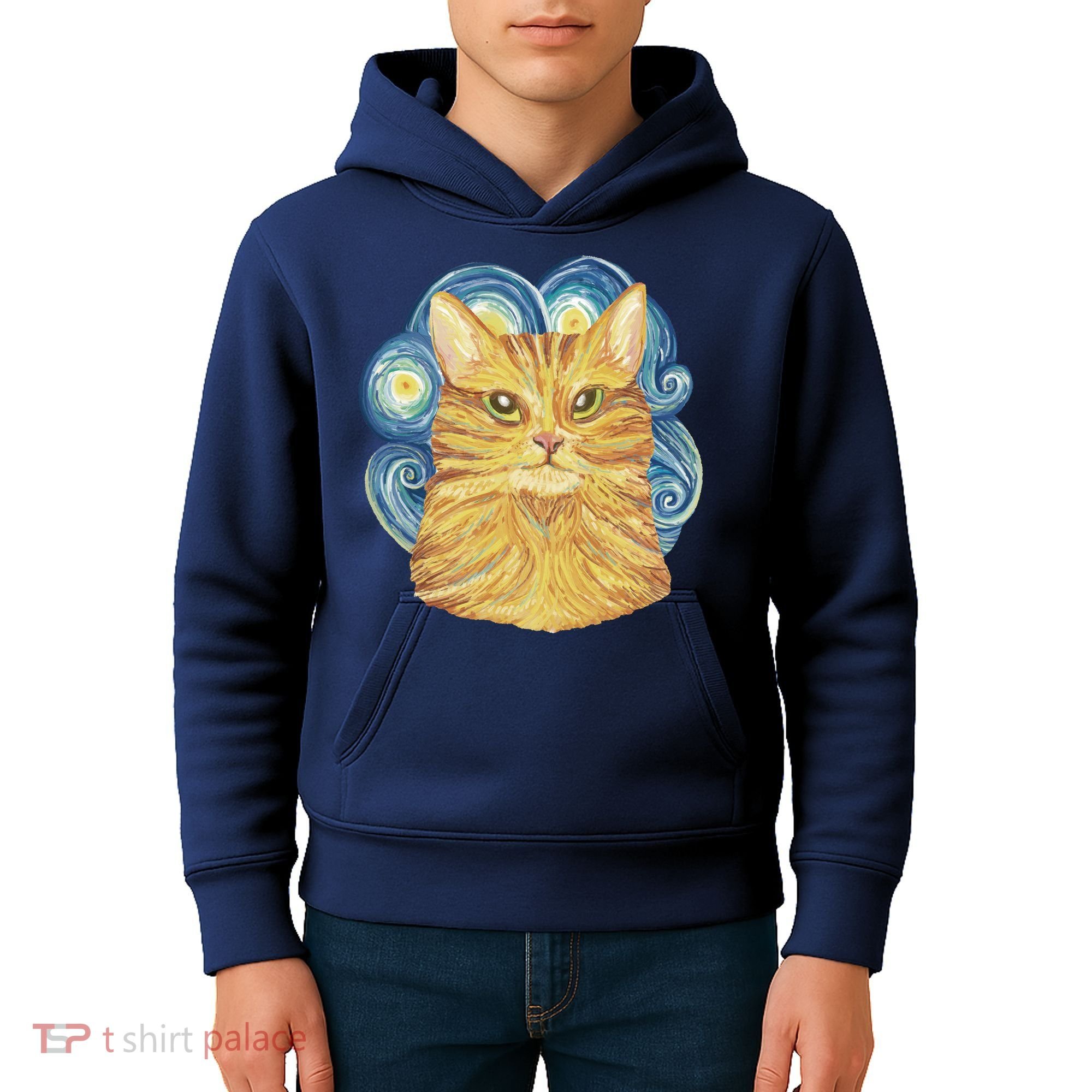 Golden Cat Post Impressionism Kids Hoodie