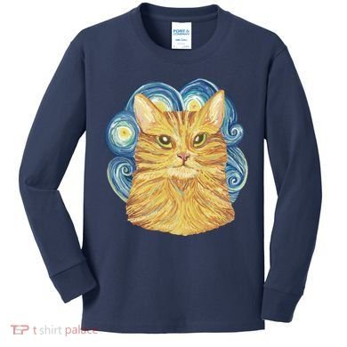 Golden Cat Post Impressionism Kids Long Sleeve Shirt