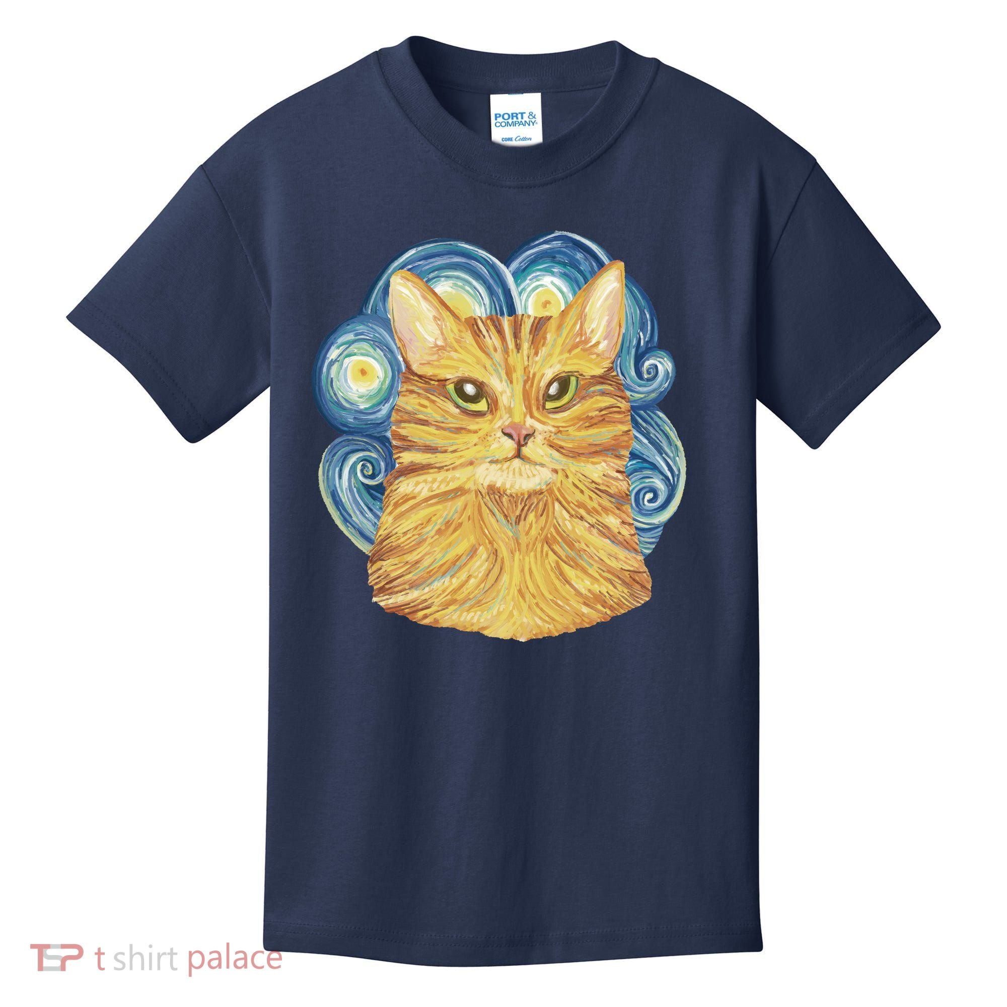 Golden Cat Post Impressionism Kids T-Shirt