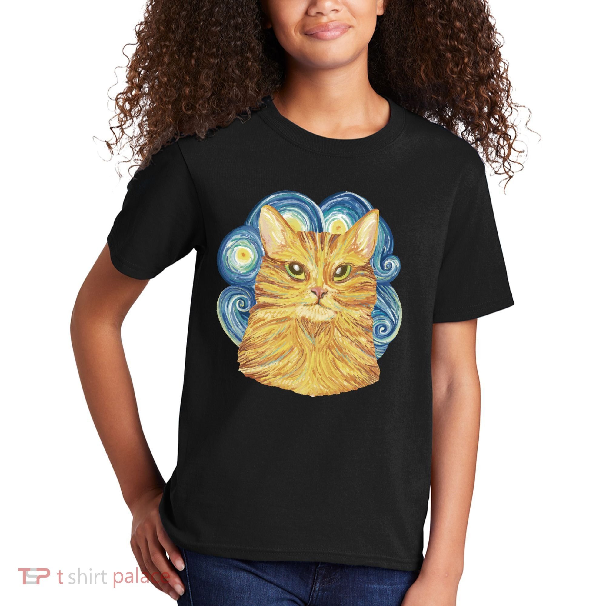 Golden Cat Post Impressionism Kids T-Shirt