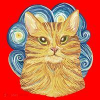 Golden Cat Post Impressionism Santa Hat thumb 1