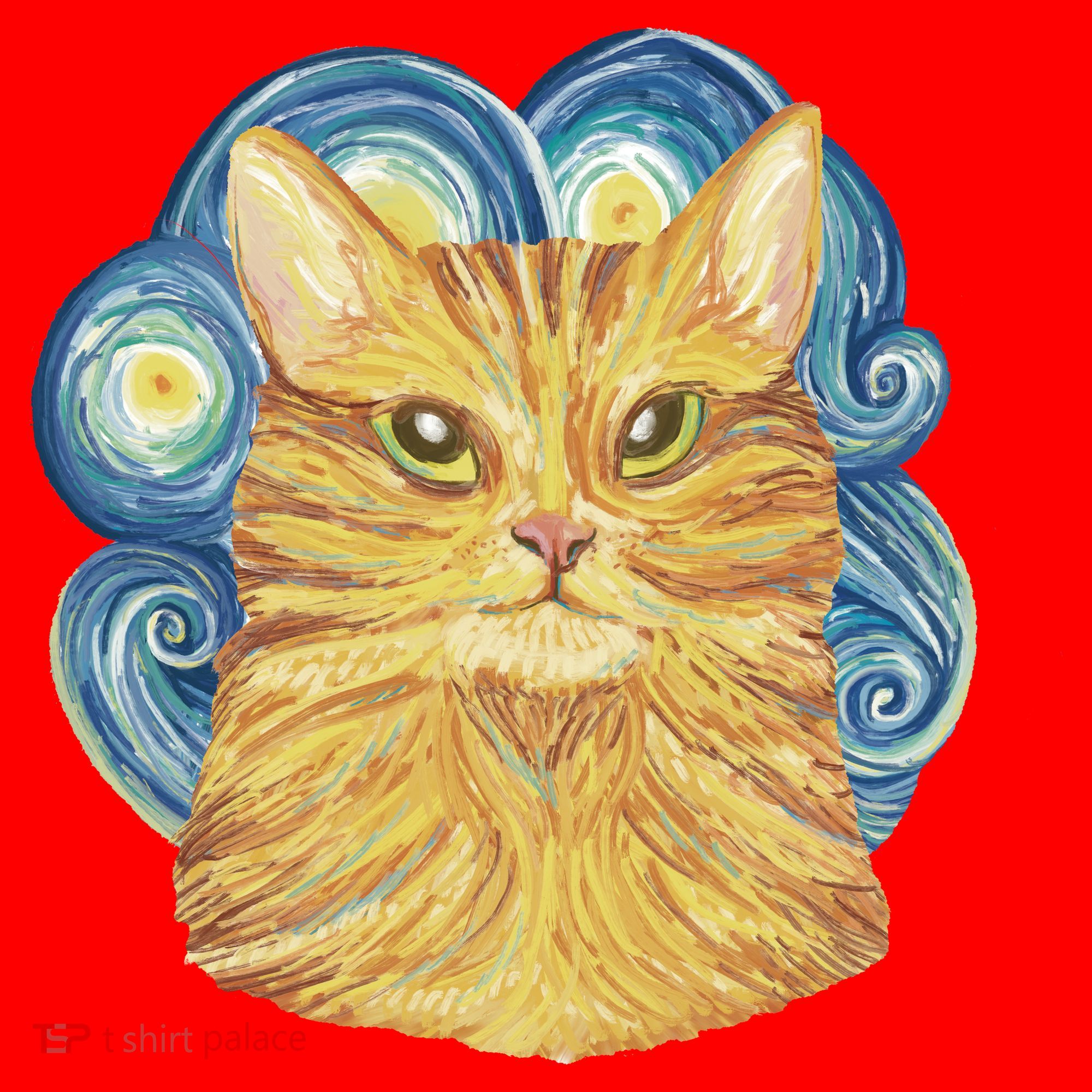 Golden Cat Post Impressionism Santa Hat