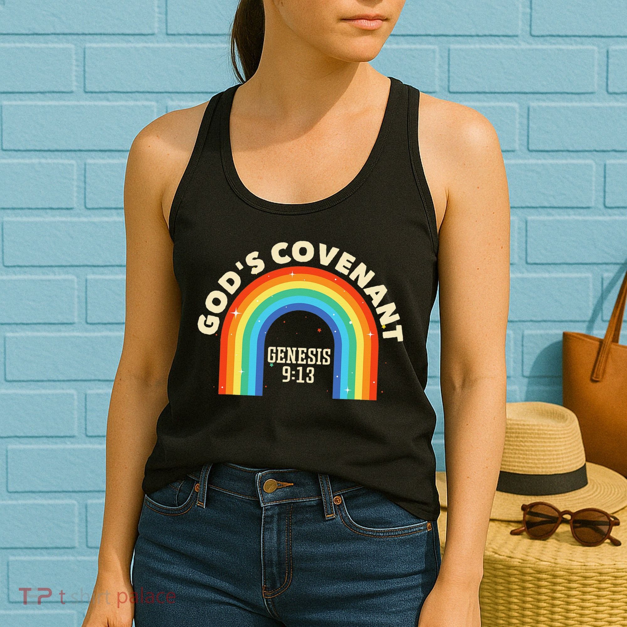 God’s Covenant Rainbow Genesis 9:13 Christian Women's Tank Top