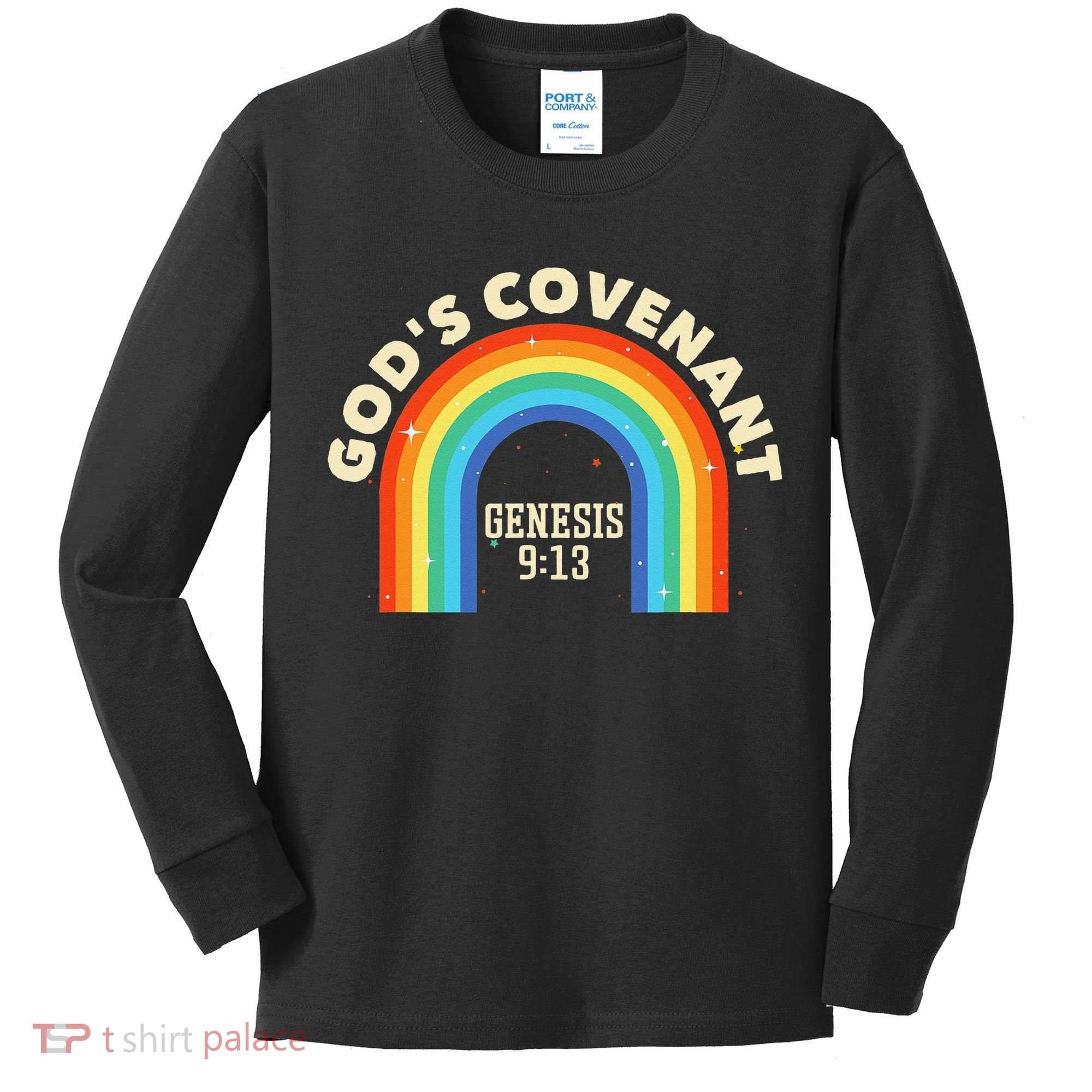God’s Covenant Rainbow Genesis 9:13 Christian Kids Long Sleeve Shirt