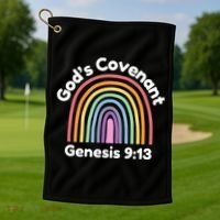 God’s Covenant Rainbow | Genesi 9:13 Christian Golf Towel thumb 1