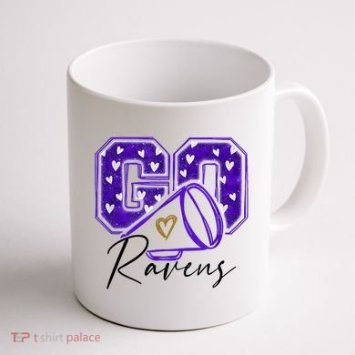 Go Cheer Ravens Sprots Fan Team Coffee Mug back