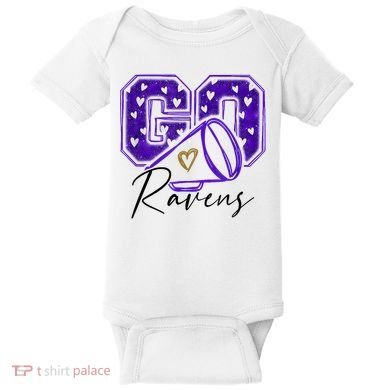 Go Cheer Ravens Sprots Fan Team Baby Bodysuit