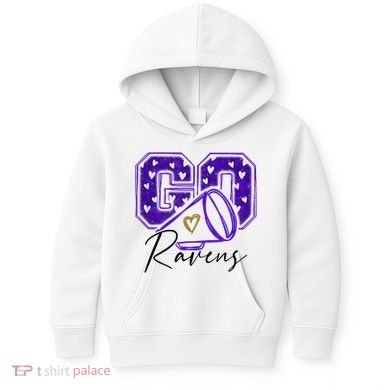 Go Cheer Ravens Sprots Fan Team Kids Hoodie