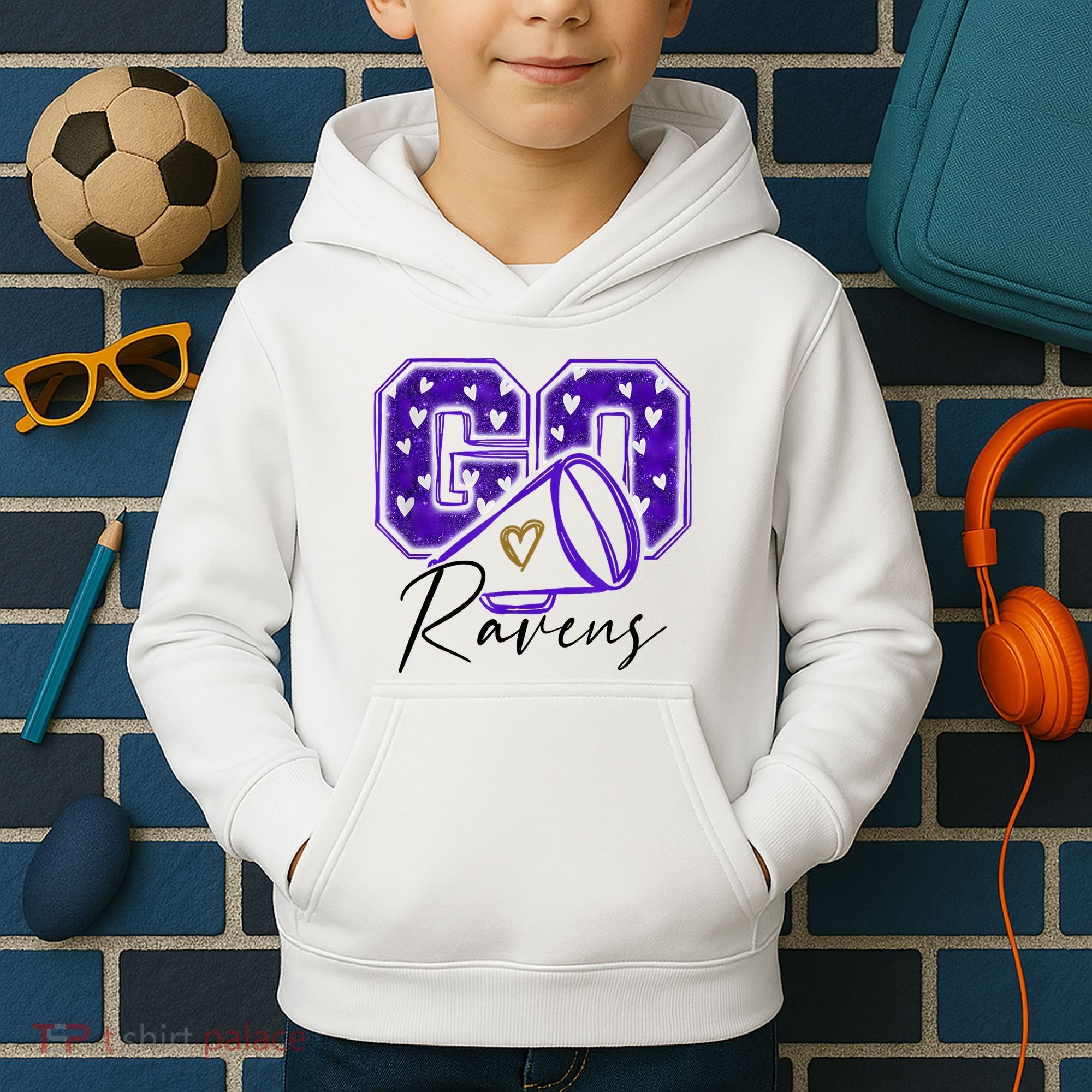 Go Cheer Ravens Sprots Fan Team Kids Hoodie